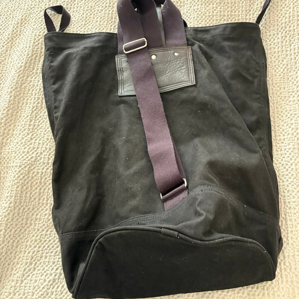 J.Crew XL Slouchy Black Canvas Sling Tote Bag Leather Trim Minimalist Utility - Picture 7 of 7